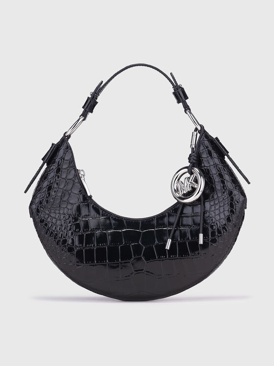 Leather shoulder bag with croco effect - 1