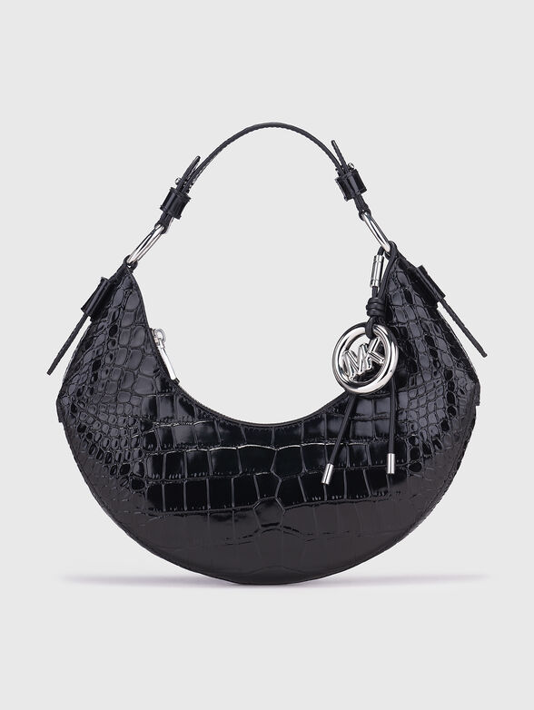 Leather shoulder bag with croco effect - 1
