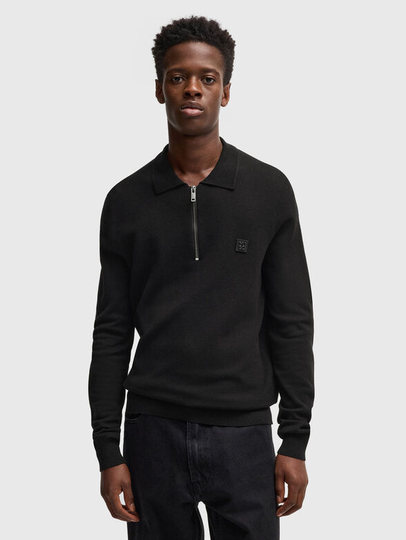 Sweater with collar and logo detail - 1