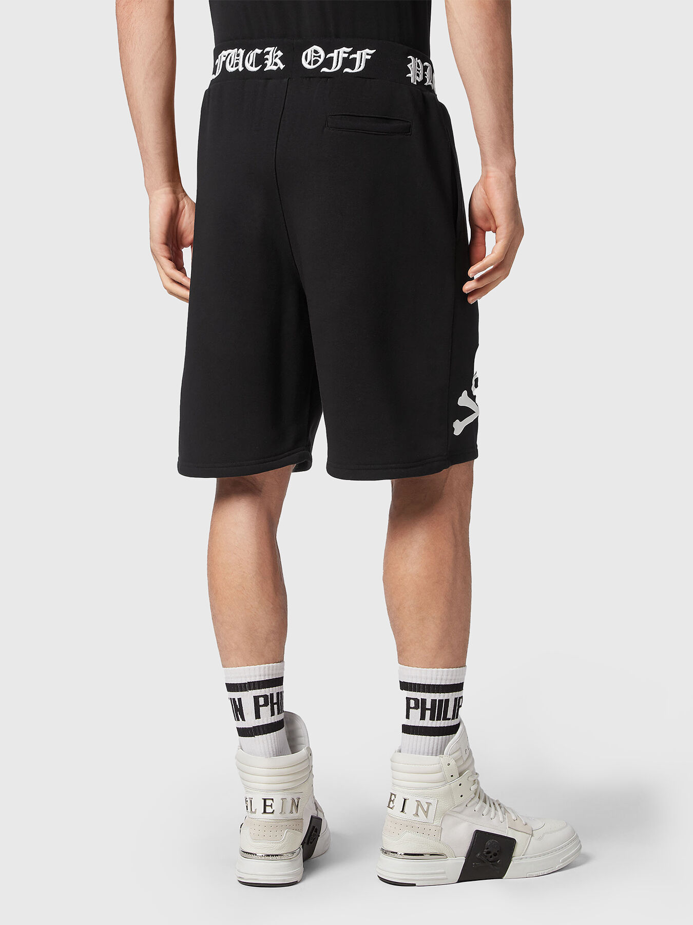 今季一番 Black shorts with embroidery and print brand PHILIPP PLEIN ノーカラージャケット