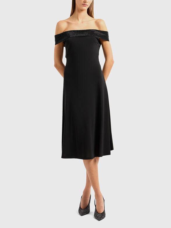 Midi dress with applique rhinestones - 1