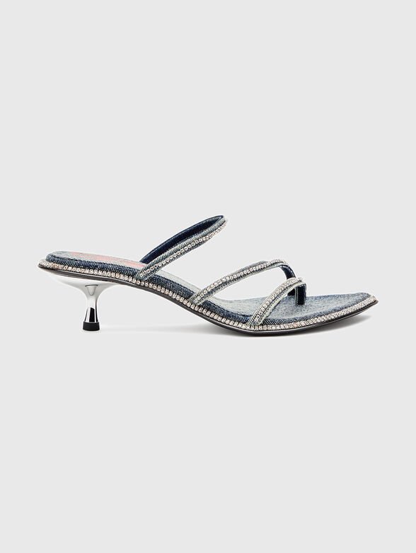 D-HAVANNA KITTIE heeled mules in rhinestones denim - 1