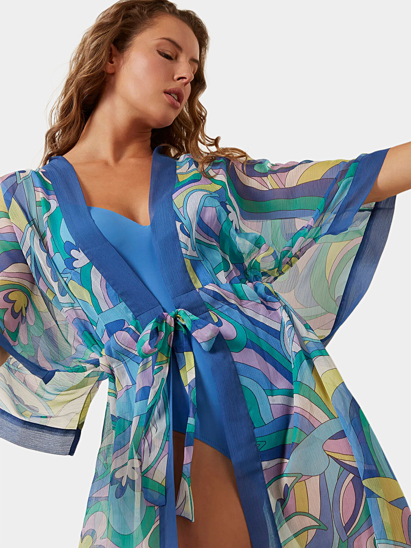 【Aubade】Beach Walk Kimono 関税込 ITALIAN LIDO beach kimono with multicolor print brand