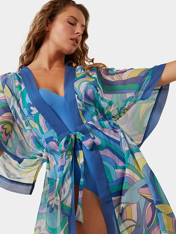 ITALIAN LIDO beach kimono with multicolor print - 1