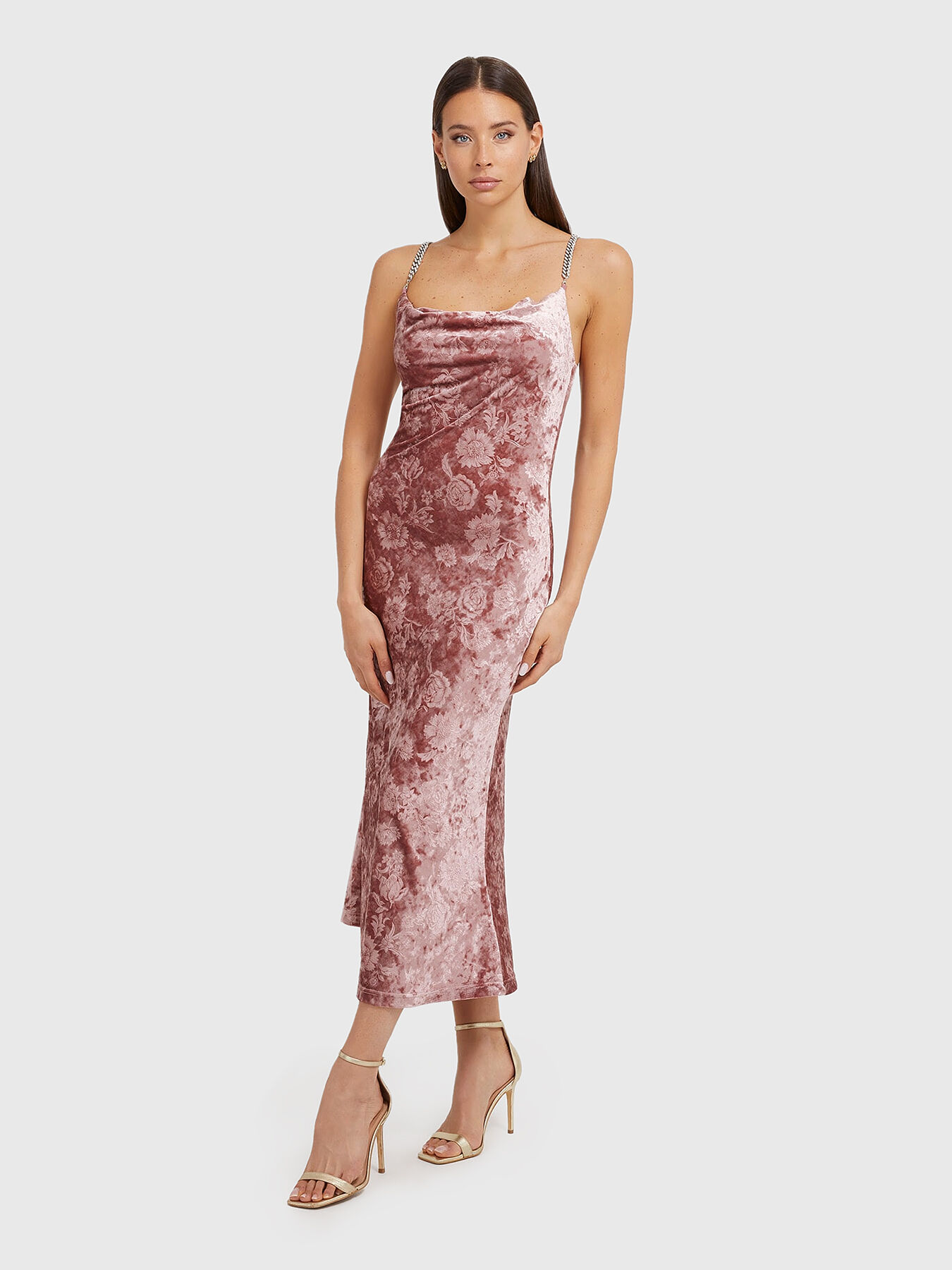 AIDA black velvet midi dress brand GUESS Globalbrandsstore en