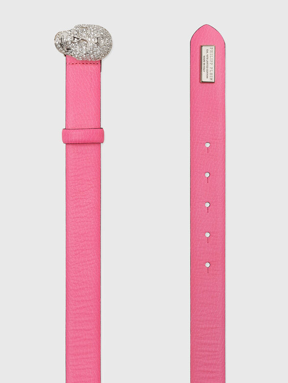 Fuxia leather belt with with accent buckle - 2