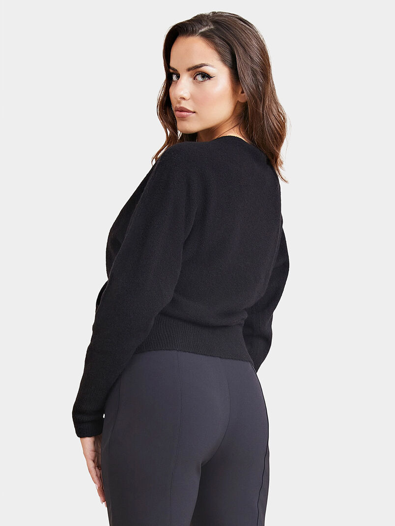 MONIQUE black V-neck sweater - 3