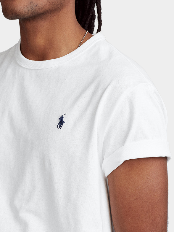 White t-shirt with logo embroidery - 2