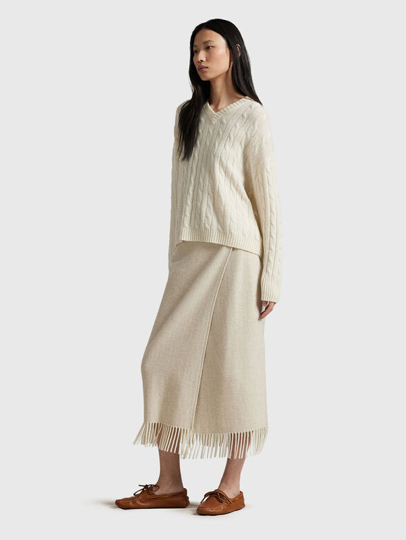 Midi wool skirt with fringes - 4