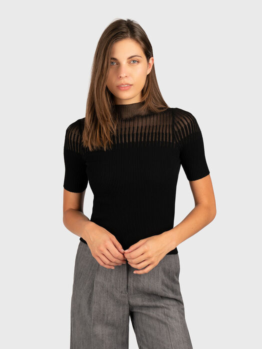 Slim sweater with sheer effect