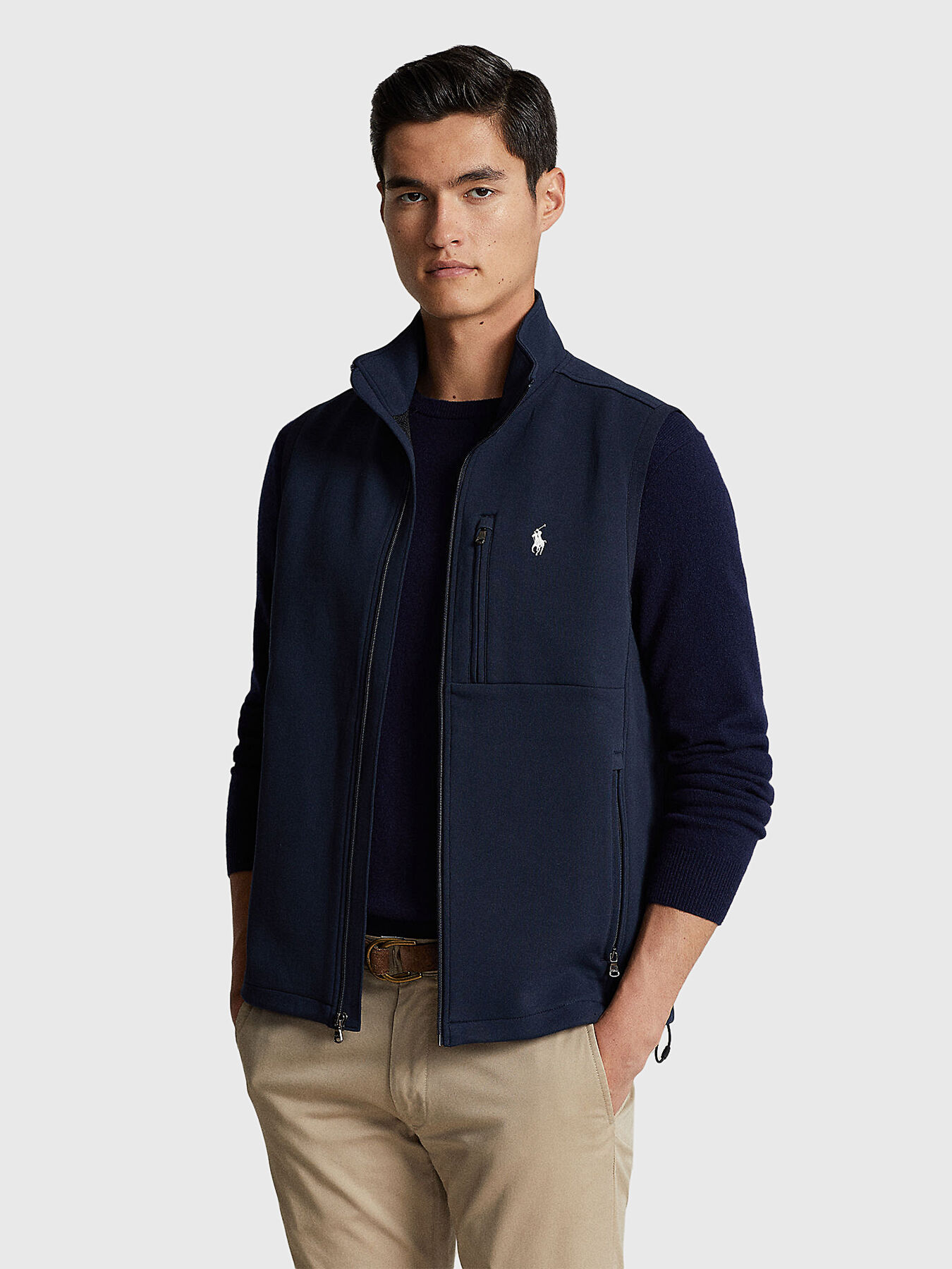 Navy blue polo vest top