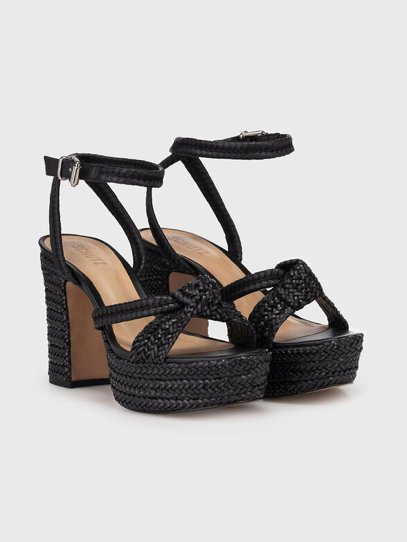Black nappa leather heeled sandals - 2