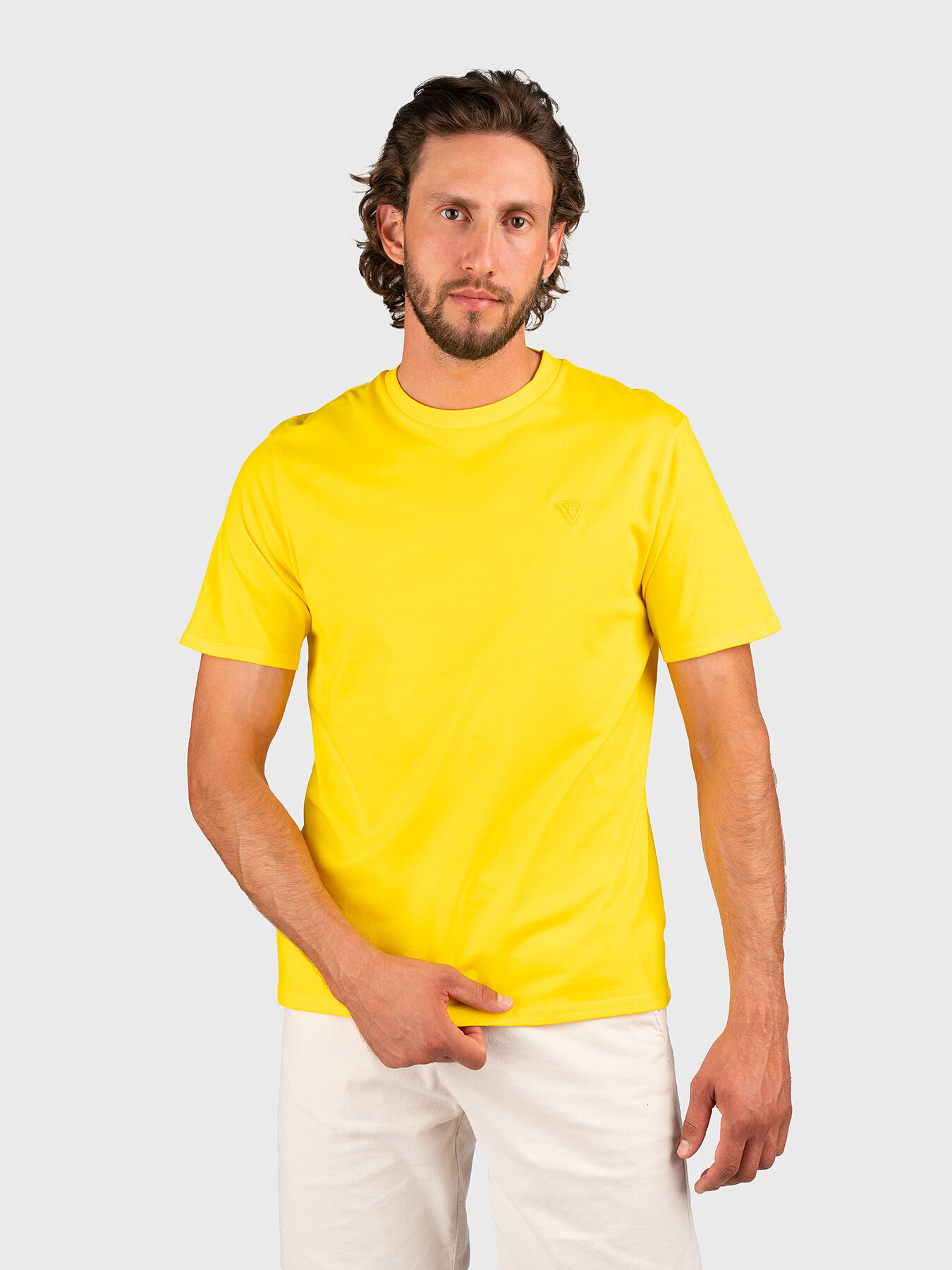 Guess yellow and blue shirt hotsell