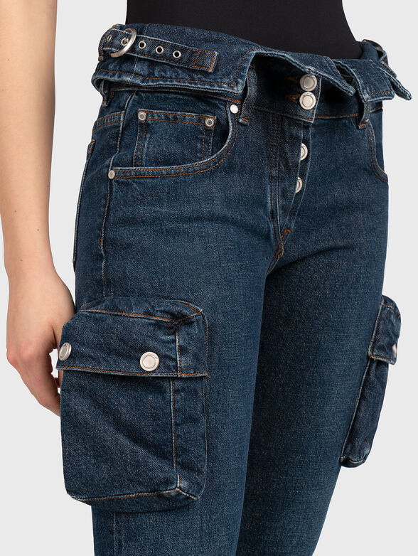 Blue five pocket cargo jeans - 3