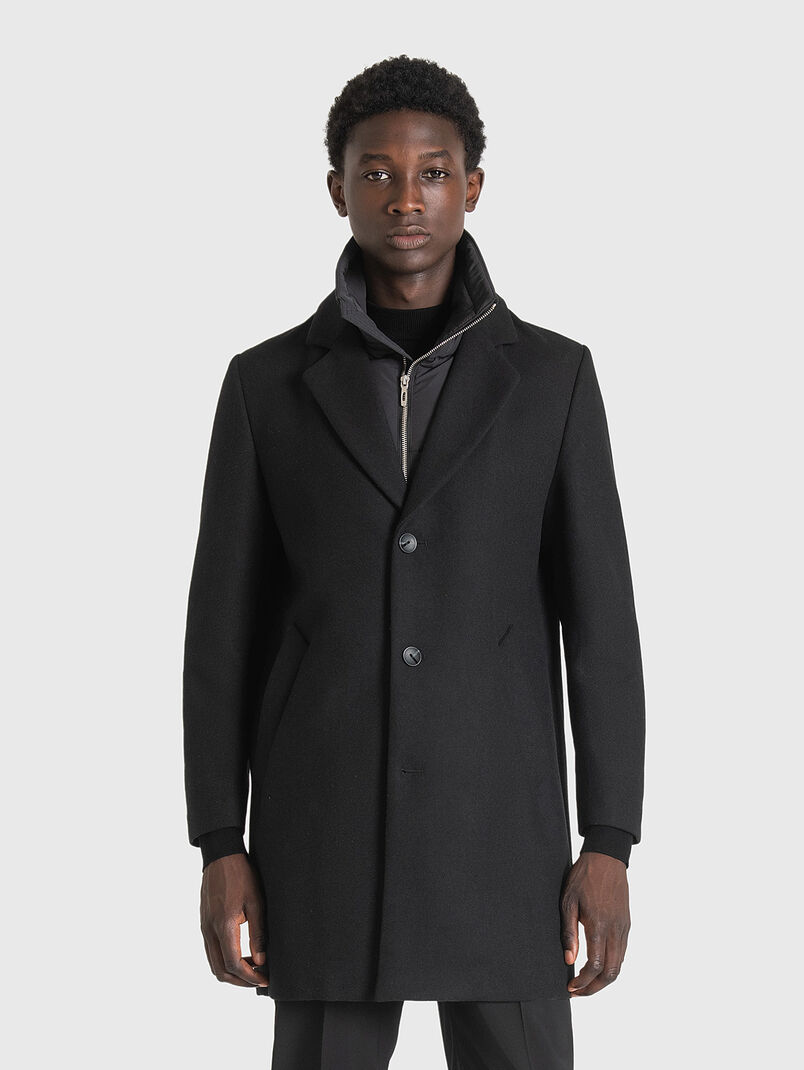 Wool blend coat in black  - 3