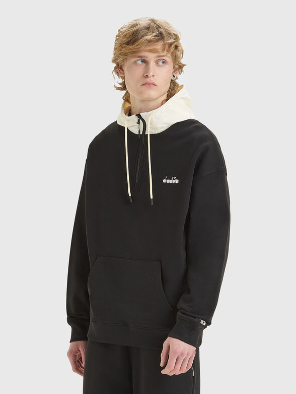 LEGACY black unisex sweatshirt with contrast hood - 2