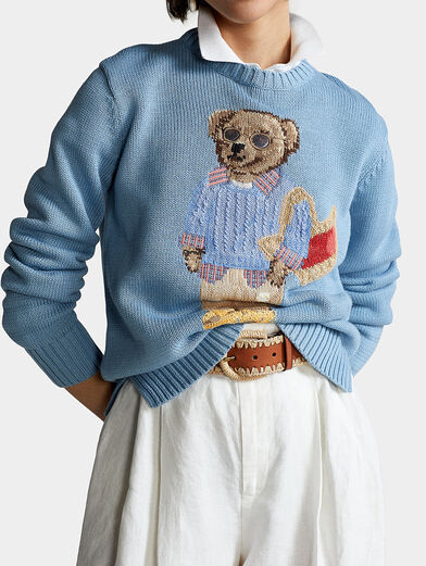 Blue sweather with Polo Bear accent - 4
