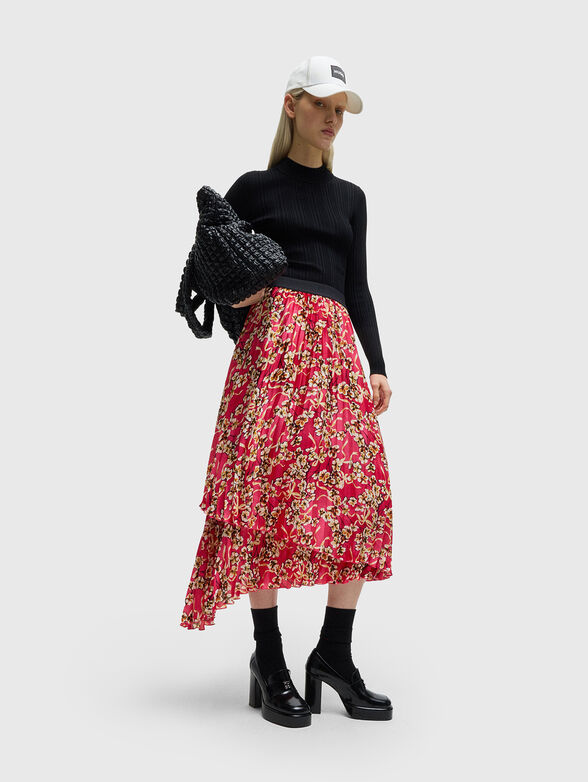 RUNISE asymmetric skirt with floral print - 3