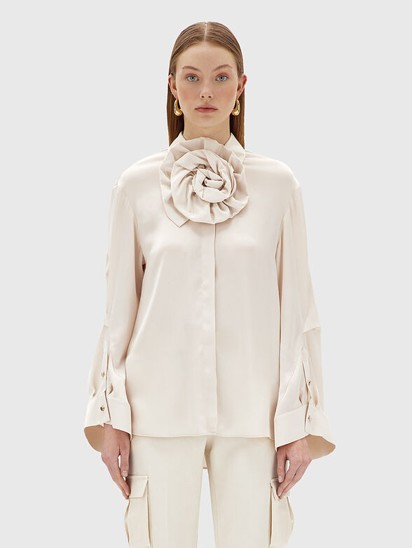 Shirt with accent flower - 1