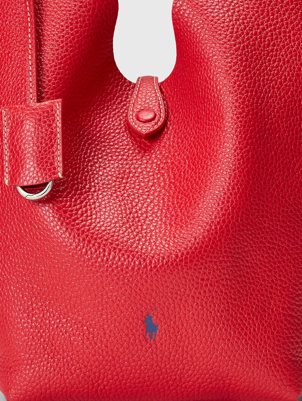 Red leather tote bag with logo brand POLO RALPH LAUREN ...
