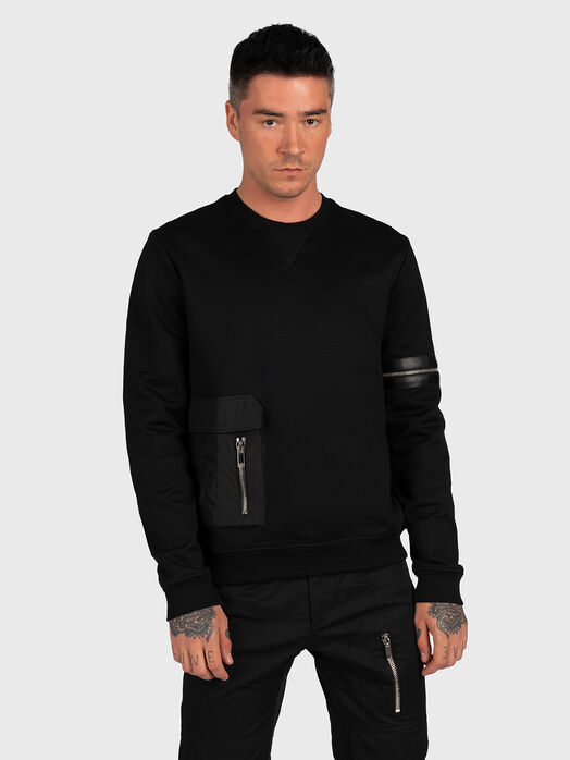 Black sweatshirt with decorative zippers