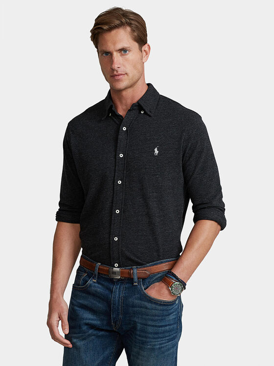 Памучна черна риза - 1