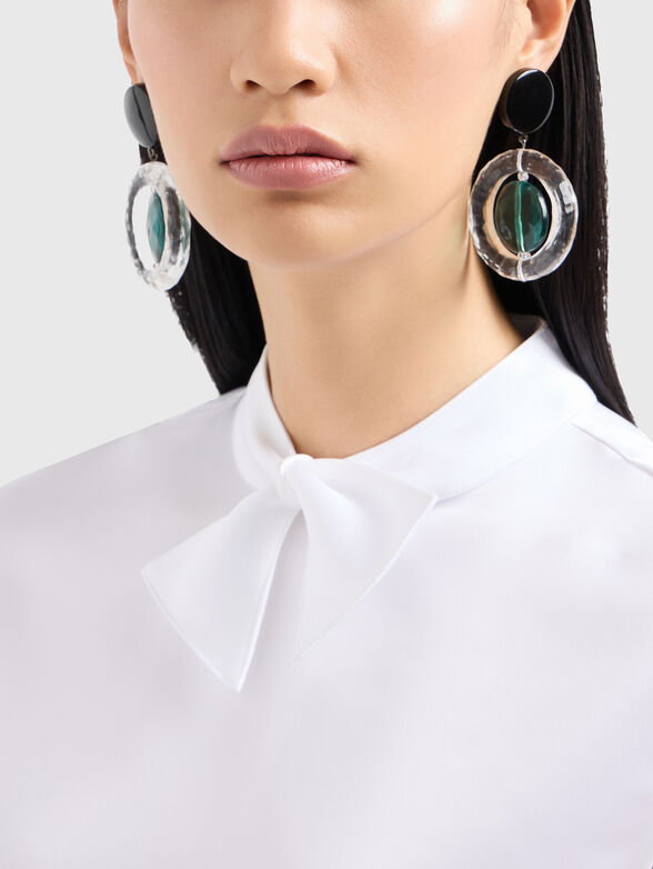 Satin blouse with bow collar - 4