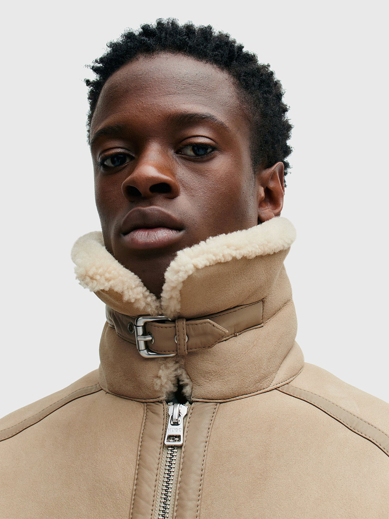 LAYETT biker jacket in shearling suede and nappa leather brand
