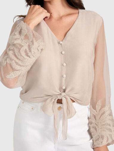 CAMILLA blouse with accent sleeves - 4