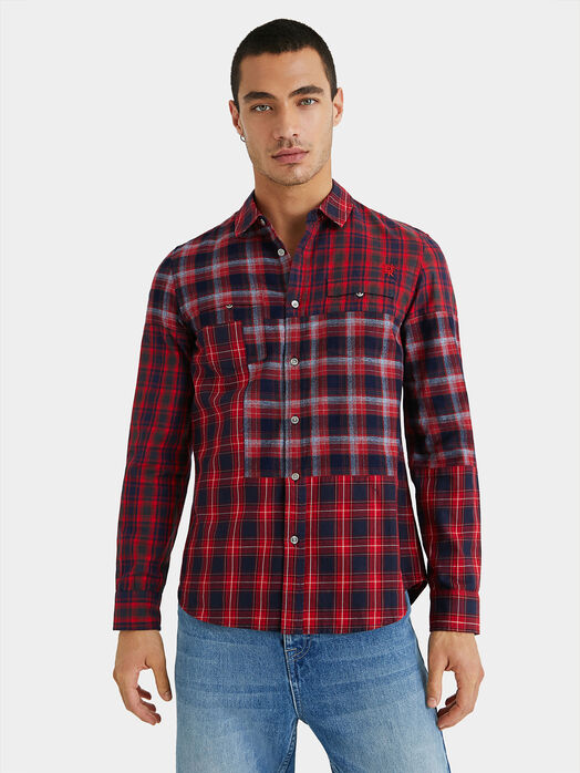 Checked shirt with patchwork effect
