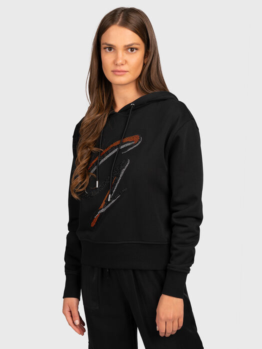 Black sweatshirt with rhinestones