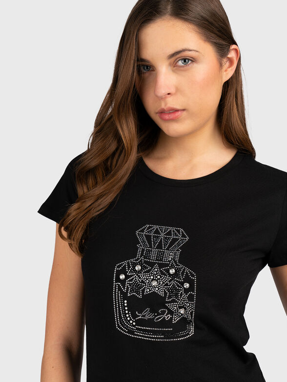 Black T-shirt with rhinestones - 4