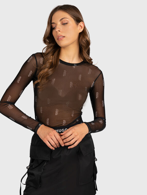 Semi-transperant blouse with logo effect - 1
