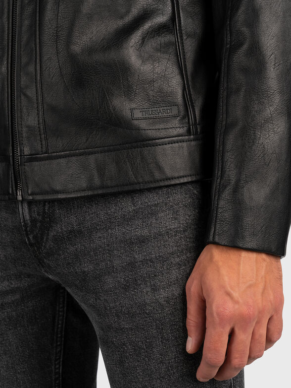 Black biker jacket in eco leather - 4