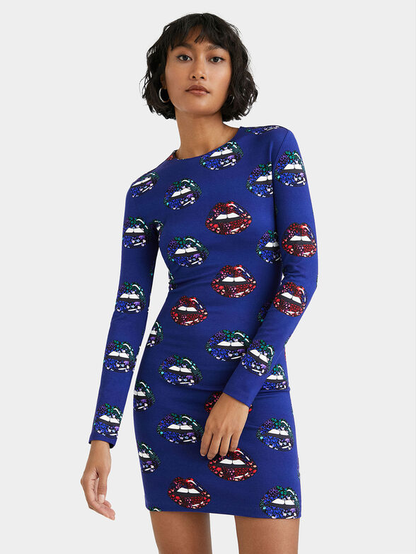 Purple dress with print - 1