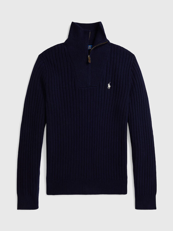 Wool and cotton sweater with logo - 1