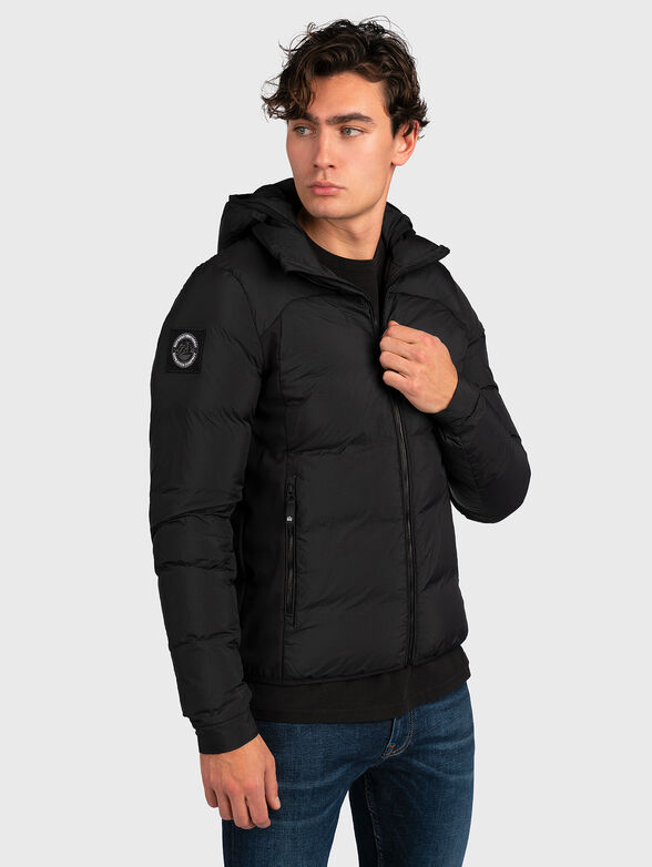 Down black jacket with hood - 1