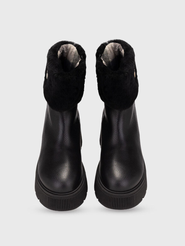 TURIN leather boots with wool detail - 6