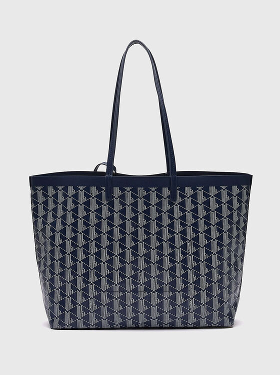 Тъмносиня чанта с монограмно лого и несесер - 2