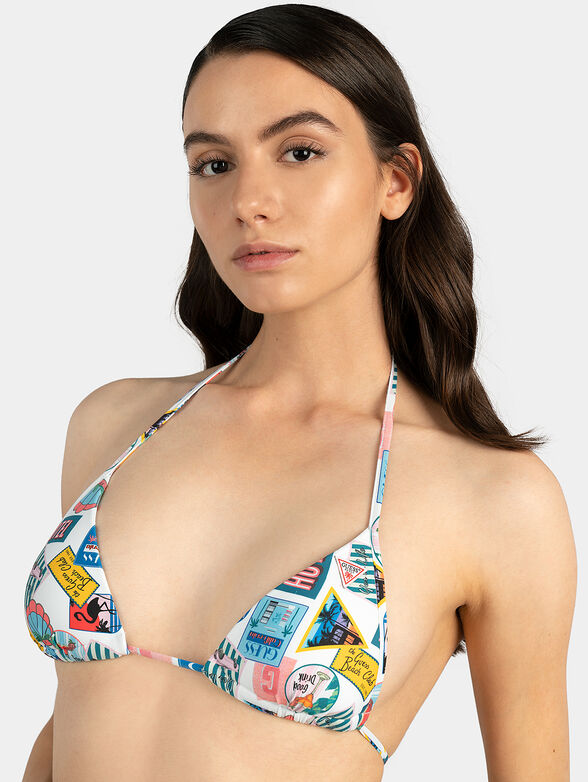 Triangle bikini bra with colorful print - 2