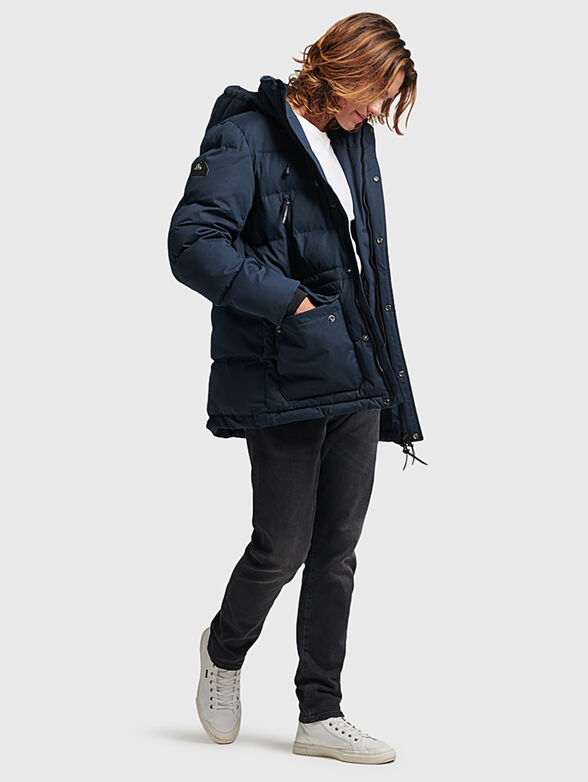 Black padded jacket with hood - 2