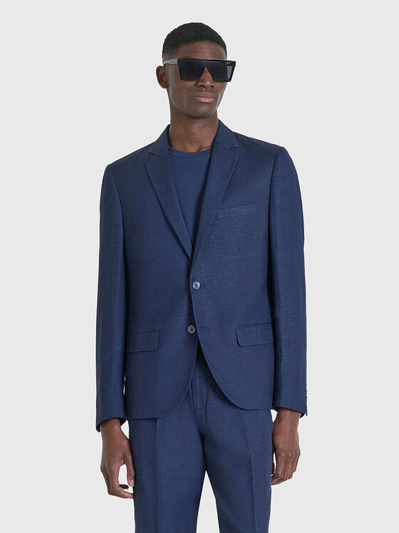 Сако от ленен бленд в тъмносин цвят - 1