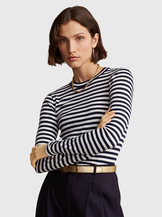 Blouse with striped pattern in cotton fabric - 1