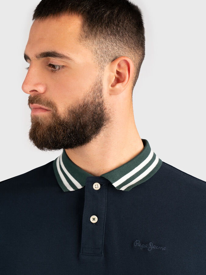 Cotton polo-shirt in dark blue color brand Pepe Jeans 
