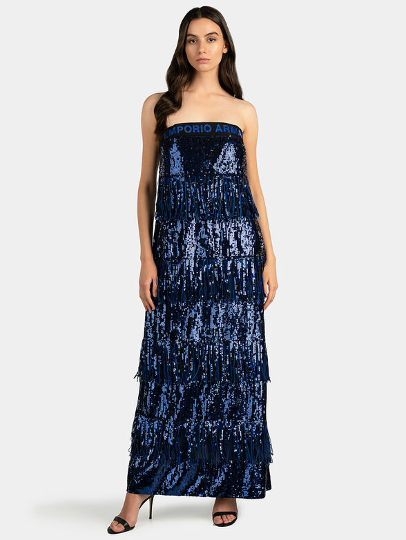 Long dress with fringes and sequins - 1