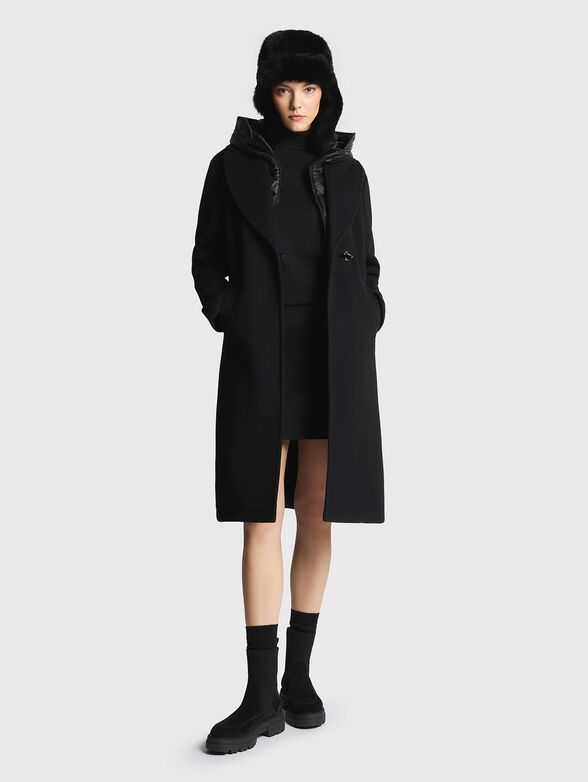 Coat in wool and cashmere with hood - 1