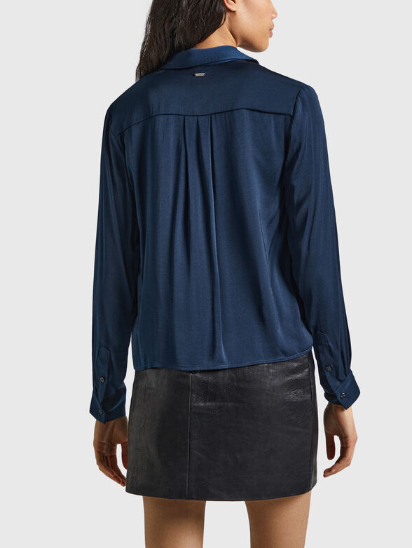 Dark blue satin shirt - 3