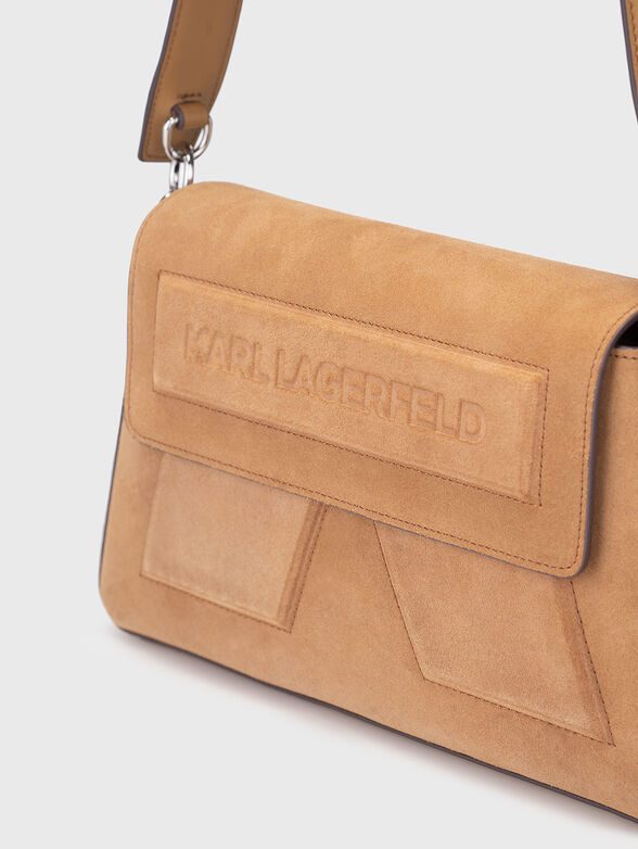 Leather and suede bag with accent logo - 4