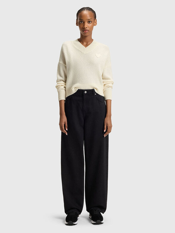 Wool sweater with accent logo - 2