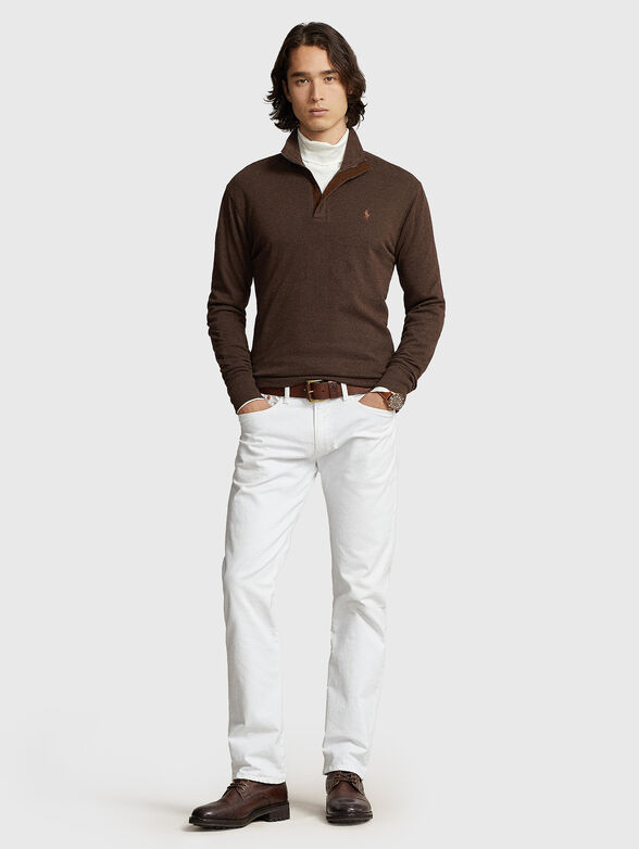 Cotton blend sweater with zip - 2